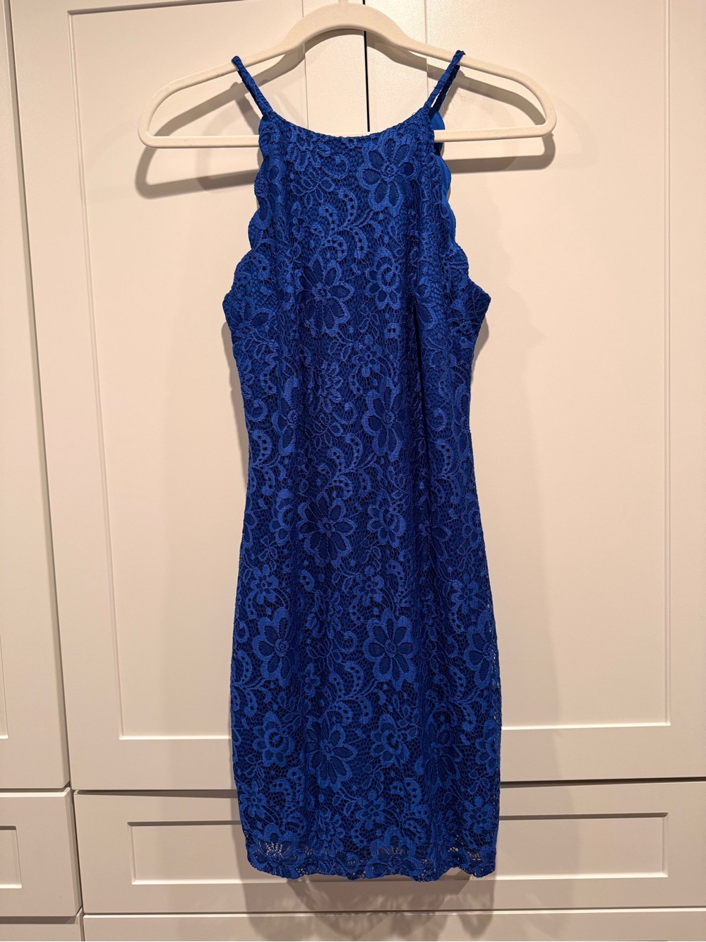 BCX Cobalt Blue Lace Halter Mini Dress